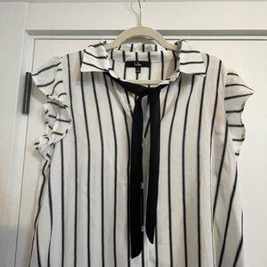 Lulu's Striped Blouse with Black Tie Accent